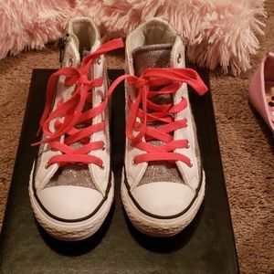 Girls pink/silver  converse shoes